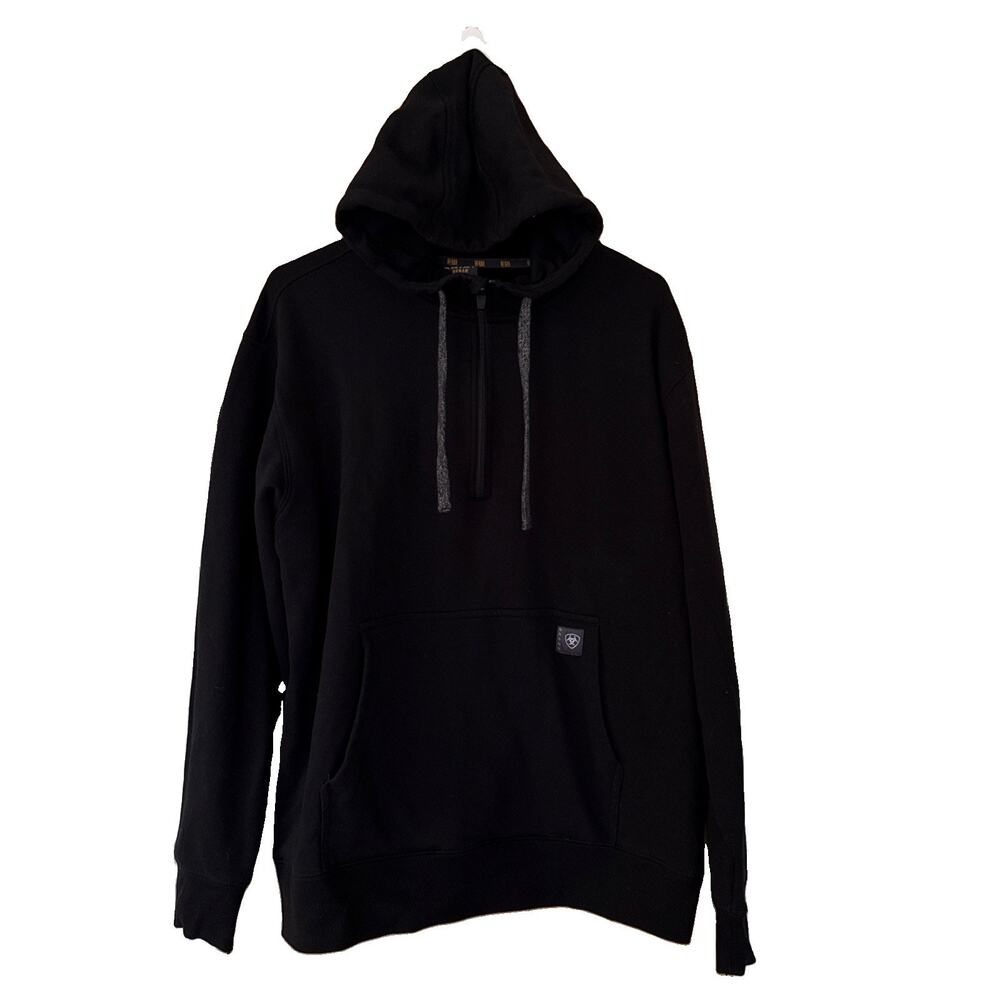 Ariat Rebar Men's Pullover Hoodie Black Size Large 1/4 Zip
